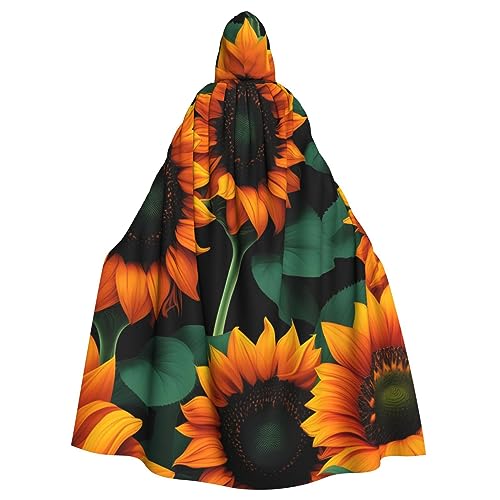 SSIMOO Dekorative Umhang für Erwachsene Party Erwachsene Halloween mit Kapuze Cloak Umhang Kostüm Cosplay, Orange Sonnenblume Tapete, Einheitsgr��e von SSIMOO