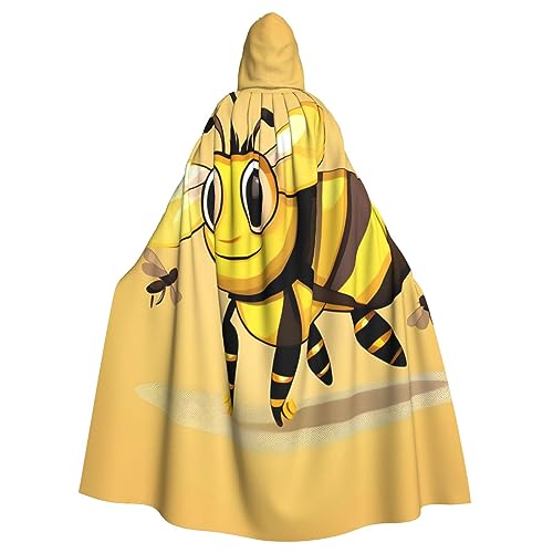 SSIMOO Dekorativer Umhang mit abstraktem Kreis und Wirbeln, für Erwachsene, Halloween-Kapuzenumhang, Cosplay-Kostüm, niedliche Cartoon-Biene, Einheitsgröße von SSIMOO
