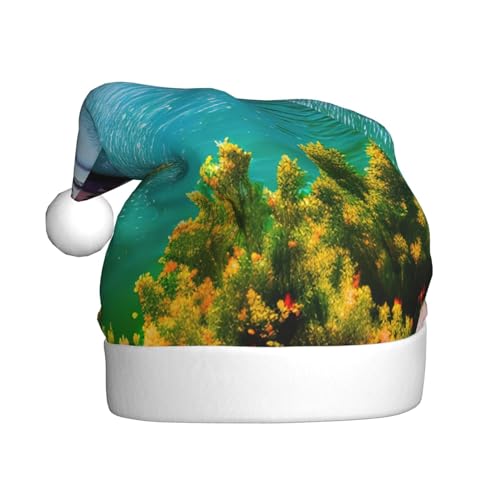 SSIMOO Flauschige Weihnachtsmütze für Erwachsene, Motiv: Spanien, Wasserstadt, festliche Dekoration, Kopfbedeckung für Partys und Feiertage von SSIMOO