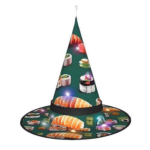 SSIMOO Halloween Hexenhut Damen Sushi Hut mit LED Beleuchtung Party Rollenspiele von SSIMOO