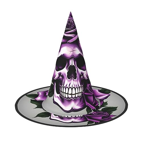 SSIMOO Halloween Hexenhut Damen Totenkopf Hut Lila Rosa Totenkopf perfekte Wahl für das beste Halloween-Kostüm von SSIMOO