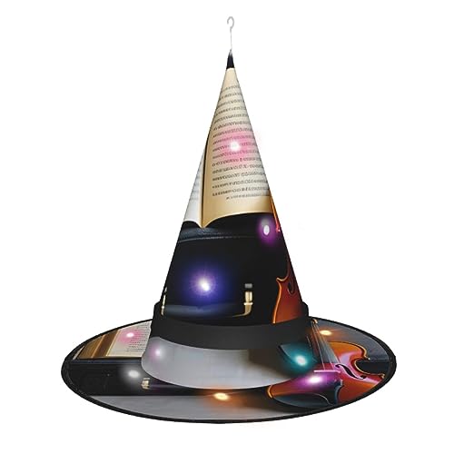 SSIMOO Halloween-Hexenhut für Damen, Violine und Buch, LED-beleuchtet, ideal für Partys und Rollenspiele SSIMOO Halloween-Hexenhut für Damen, Violine und Buch, LED-beleuchtet, ideal für Partys und Rollenspiele von SSIMOO