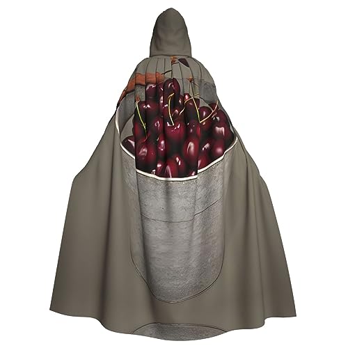SSIMOO Halloween-Kapuzenumhang, Motiv: Eimer mit Kirschen, Party-Dekoration für Erwachsene, Vampir-Kapuzenumhang, Cosplay-Kostüme von SSIMOO