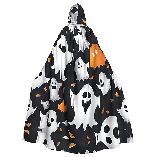 SSIMOO Halloween-Kapuzenumhang mit süßem weißem Geistermuster, Party-Dekoration für Erwachsene, Vampir-Kapuzenumhang, Cosplay-Kostüme von SSIMOO