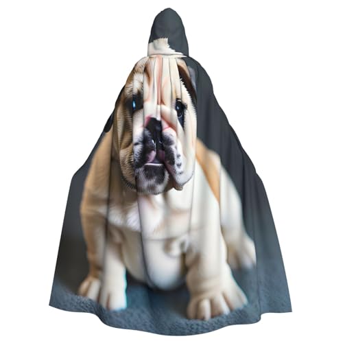 SSIMOO Halloween-Kapuzenumhang mit süßer Bulldogge, Party-Dekoration, Vampir-Kapuzenumhang, Cosplay-Kostüme von SSIMOO