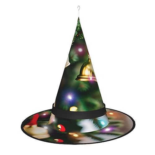 SSIMOO Hexenhut mit Weihnachtsbaum und Glocken für Damen – beleuchteter LED-Hut – ideal für Partys und Rollenspiele von SSIMOO