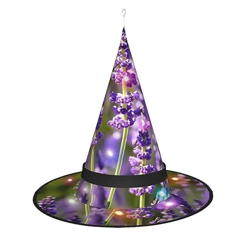 SSIMOO Lavender Flower S Halloween Hexenhut Damen - LED Leuchtmütze - Ideal für Partys und Rollenspiele von SSIMOO