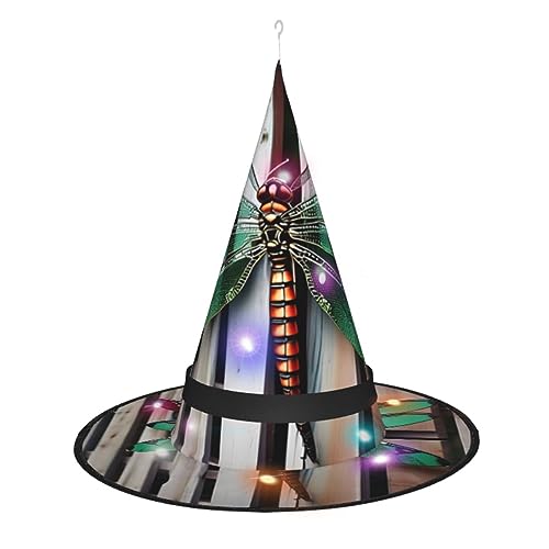 SSIMOO Libelle Zaun elegante Dame Halloween Hexe Hut led beleuchtete Zubehör - ideal für Partys und Rollenspiele von SSIMOO