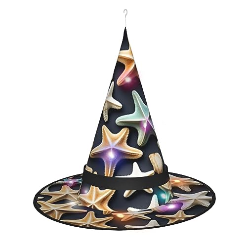 SSIMOO Muschel Seestern Damen Halloween Hexenhut - LED Leuchtende Kappe - Ideal für Partys und Rollenspiele von SSIMOO