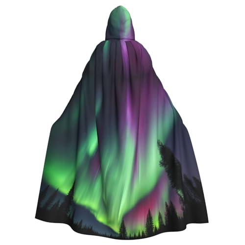 SSIMOO Northern Lights Painting Adult Hooded Cloak,Terrible Ghost Party Cloak,Suitable For Halloween And Themed Parties von SSIMOO