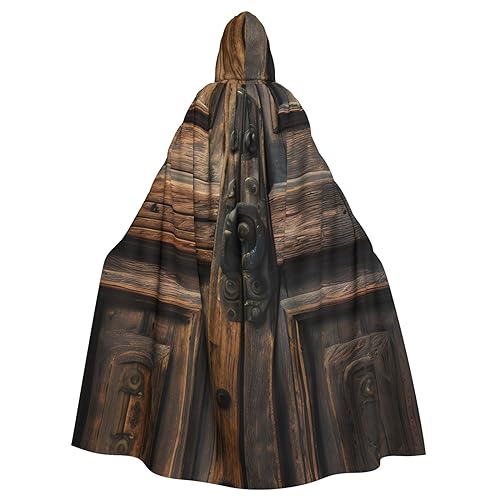 SSIMOO Rustikaler antiker Holztür-Umhang mit Kapuze, schrecklicher Geister-Party-Umhang, geeignet für Halloween und Themenpartys von SSIMOO