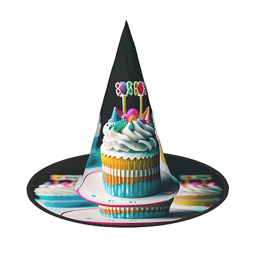 SSIMOO Schicker Hexenhut für Frauen Happy Birthday Kuchen - Ultimative Wahl für das beste Halloween-Kostüm von SSIMOO