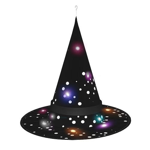 SSIMOO Schwarz Runde Punkt Muster elegante Frauen Halloween Hexe Hut LED beleuchtet Zubehör – ideal für Partys und Rollenspiele von SSIMOO