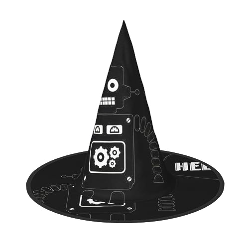 SSIMOO Schwarzer Roboter, modischer Halloween-Hexenhut für Frauen, Ihr Go-to-Piece für Halloween-Kostüm-Baugruppen von SSIMOO