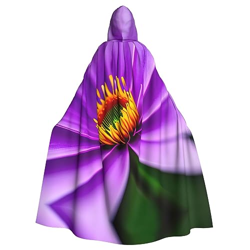 SSIMOO Umhang mit Kapuze für Erwachsene, Motiv: violette Blume, schrecklicher Geister-Party-Umhang, geeignet für Halloween und Motto-Partys von SSIMOO