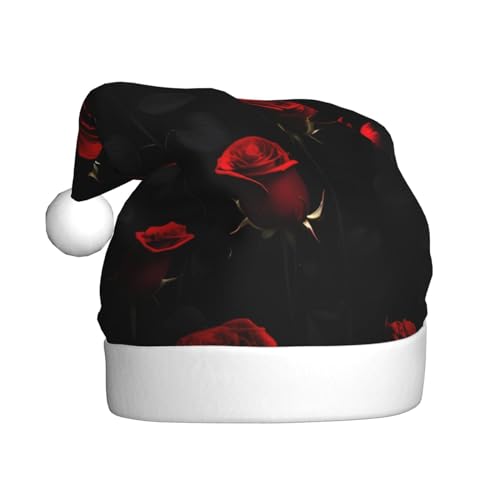 SSIMOO Viele rote Rosen auf schwarzem Hintergrund, Weihnachtsfeierhüte für Erwachsene, Urlaubsparty-Zubehör, beleuchten Sie die Party! von SSIMOO