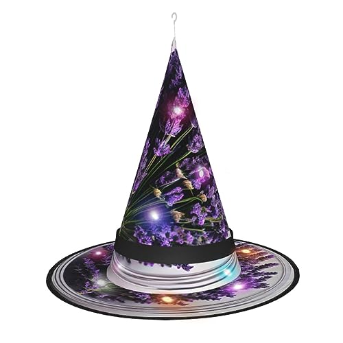 SSIMOO Violetter Lavendel 1 eleganter Halloween-Hexenhut für Damen, beleuchtetes Accessoire, perfekt für Partys und Rollenspiele von SSIMOO
