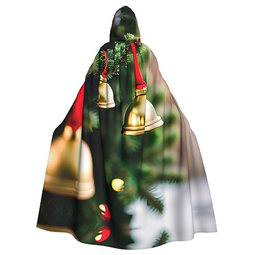 Umhang mit Kapuze, Vampirumhang, perfekt für Halloween und verschiedene Themenpartys, Weihnachtsbaum und Glocken, Einheitsgröße von SSIMOO