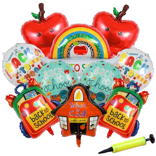 SSKHE 10 Stück Zurück zur Schule Dekorationen Set mit Luftpumpe, Klassenzimmer Zubehör für Rücken zu Schulen Party Erster Tag Dekoration, für Schule/Zuhause/Garten/Zurück zur Schule Parteien von SSKHE