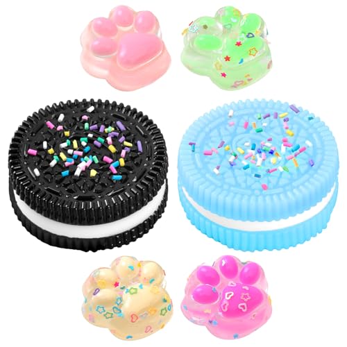 SSKHE 2 Stück Biscuit Stress Relief Toy und 4 x Squishy Spielzeug Mini Katzenpfoten, Soft Squeeze Biscuit Toys, Taba Squishy, Montessori Sensorisches Quetschspielzeug für Autismus Spielzubehör SSKHE 2 Stück Biscuit Stress Relief Toy und 4 x Squishy Spielzeug Mini Katzenpfoten, Soft Squeeze Biscuit Toys, Taba Squishy, Montessori Sensorisches Quetschspielzeug für Autismus Spielzubehör von SSKHE
