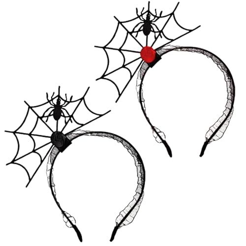 SSKHE 2 Stück Spinnen Netz Haarreif Halloween Spinnen Haarreif Fasching Spinnen Haarschmuck für Karneval Party Halloween Fasching Cosplay von SSKHE