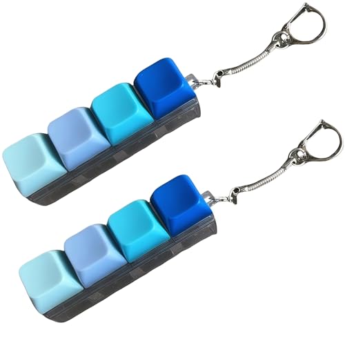 SSKHE 2 Stück Tastatur Fidget Spielzeug Schlüsselanhänger, Blaues Verlauf-Design – Leise Klicker mit 4 Tasten, Mechanischer Fidget Clicker zur Dekompression Dekoration, Stressabbau Spielzeug für Erwac von SSKHE