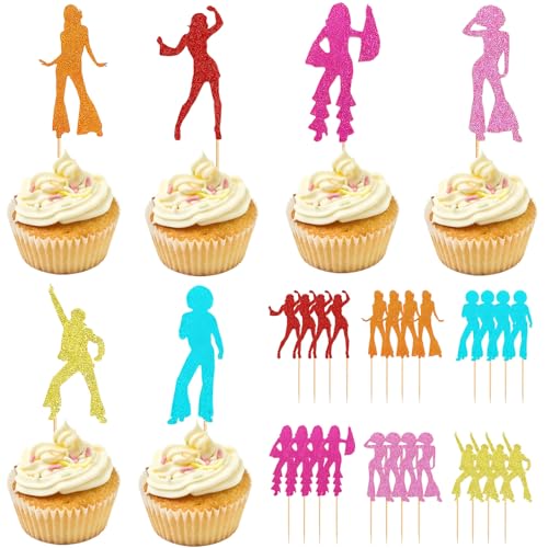 SSKHE 24 Stück 70er Disco Kuchen Dekorationen,Fröhlich Jahre Deko,70er Disco Tanzen Cupcake Topper für Theme Party,Disco Ball Musik,Dekorationen Hochzeitsfeier,Geburtstagsfeier. SSKHE 24 Stück 70er Disco Kuchen Dekorationen,Fröhlich Jahre Deko,70er Disco Tanzen Cupcake Topper für Theme Party,Disco Ball Musik,Dekorationen Hochzeitsfeier,Geburtstagsfeier. von SSKHE