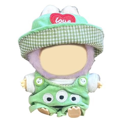 SSKHE 3-teiliges Outfit-Set für Labubu-Puppen, 17 cm, inkl. Hut + Pullover + Hose (Zubehör), niedliches Plüsch-Kleidungszubehör, ohne Puppe enthalten (grün) von SSKHE