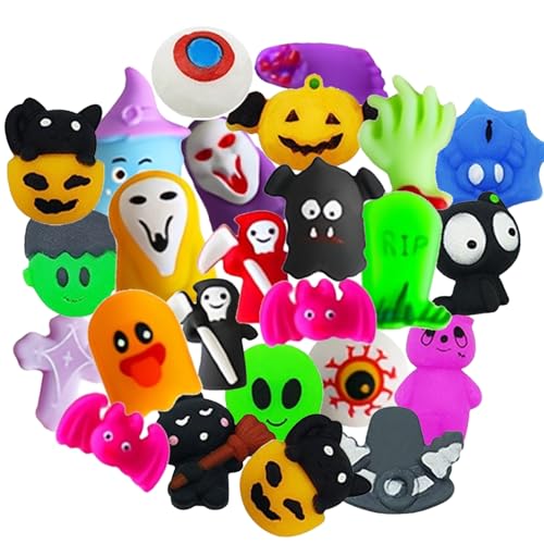 SSKHE 30 Stück Halloween Mochi Squishy Toys, Anti-Stress-Spielzeug, für Kinder, Mädchen, Jungen, Halloween, Party, Halloween, Treat Bags SSKHE 30 Stück Halloween Mochi Squishy Toys, Anti-Stress-Spielzeug, für Kinder, Mädchen, Jungen, Halloween, Party, Halloween, Treat Bags von SSKHE