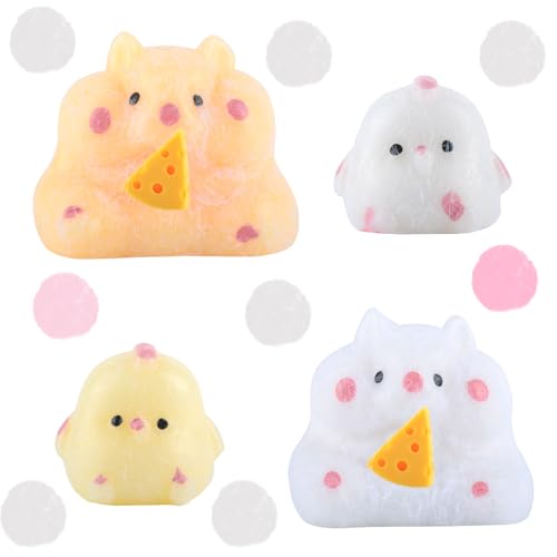 SSKHE 4PCS Taba Squishy Kit Enthält Zwei Hamster Und Zwei Küken Kompaktes Quetschspielzeug, Das Sich Unterwegs Leicht Transportieren Und Auspacken Lässt! von SSKHE