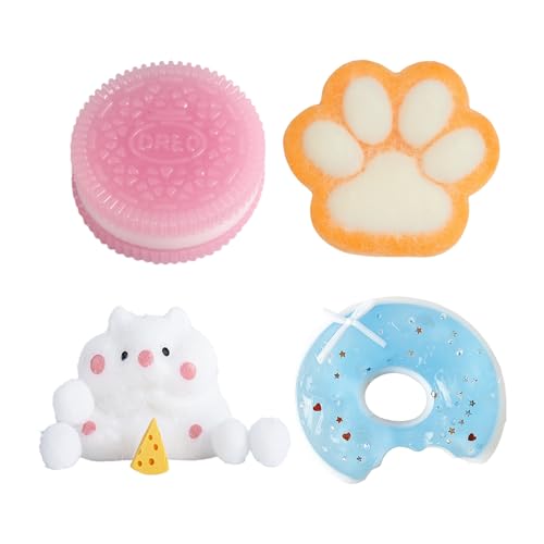 SSKHE 4er-Set Taba Squishy – Rosa Kekse + gelbe Katzenpfote + Blauer Donut + weißer Hampster | Anti-Stress-Spielzeug zum Stressabbau SSKHE 4er-Set Taba Squishy – Rosa Kekse + gelbe Katzenpfote + Blauer Donut + weißer Hampster | Anti-Stress-Spielzeug zum Stressabbau von SSKHE