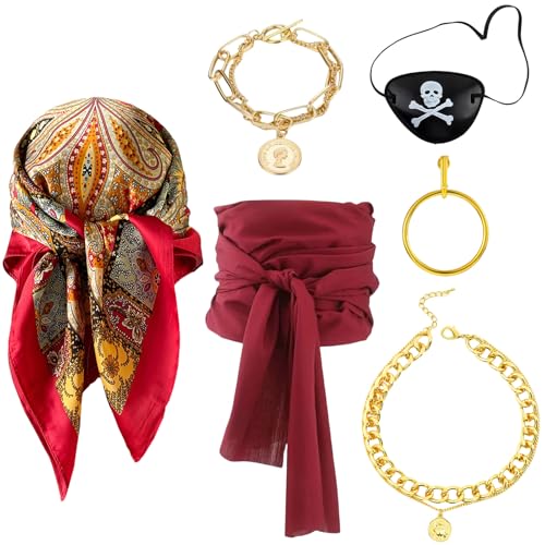 SSKHE 6-teiliges Piratenkostüm für Frauen – Piratenzubehör für Frauen für Halloween, Karneval & Cosplay-Partys SSKHE 6-teiliges Piratenkostüm für Frauen – Piratenzubehör für Frauen für Halloween, Karneval & Cosplay-Partys von SSKHE