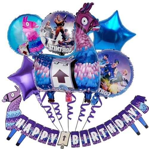 SSKHE 6 x Videospiel-Ballons, großes Happy Birthday Banner, Dekorationen und Spiel-Themenpartyzubehör SSKHE 6 x Videospiel-Ballons, großes Happy Birthday Banner, Dekorationen und Spiel-Themenpartyzubehör von SSKHE