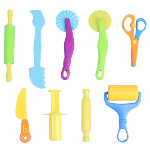 SSKHE 9-teiliges Knetwerkzeug-Set, geeignet für Kinderspielzeug, enthält Stempel, Nudelholz, Schnitzwerkzeuge und mehr, aus Kunststoff, perfekt für zu Hause, in der Schule und für kreative Aktivitäten SSKHE 9-teiliges Knetwerkzeug-Set, geeignet für Kinderspielzeug, enthält Stempel, Nudelholz, Schnitzwerkzeuge und mehr, aus Kunststoff, perfekt für zu Hause, in der Schule und für kreative Aktivitäten von SSKHE