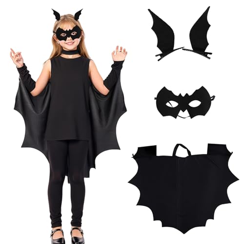 SSKHE Dress Up 3 Stück Bat Cape Kostüm Set mit Augenmaske und Teufel Haarclips Halloween Dress Up Halloween Kostüm Set für Kinder SSKHE Dress Up 3 Stück Bat Cape Kostüm Set mit Augenmaske und Teufel Haarclips Halloween Dress Up Halloween Kostüm Set für Kinder von SSKHE