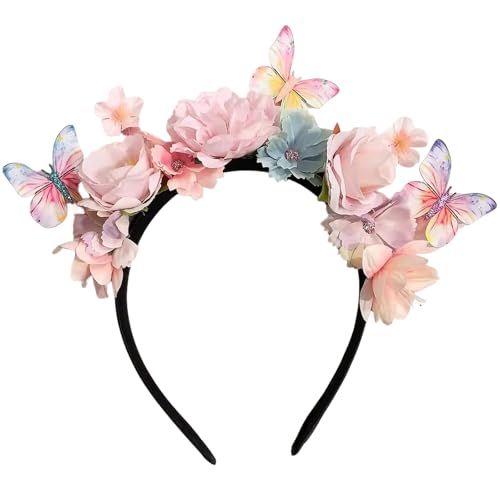 SSKHE Haarreif Dirndl Blumen Schmetterling Dekoration Haarband Trachten Haarschmuck Frauen Mädchen Festival Fancy Kleid von SSKHE