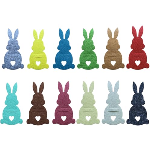 SSKHE Ostergeschenk, Geldgeschenk-Set mit 12 Hasen Filzdekorationen, Geschenkverpackung, lustige Osterdekoration zum Verschenken von Geld (bunt) von SSKHE