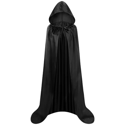 SSKHE Samt-Kapuzenumhang, schwarzer Kapuzenumhang für Kinder, langer Umhang, mittelalterlicher Stil, Samt, Erwachsenenkostüm, Sensenmann, für Halloween, Cosplay-Party SSKHE Samt-Kapuzenumhang, schwarzer Kapuzenumhang für Kinder, langer Umhang, mittelalterlicher Stil, Samt, Erwachsenenkostüm, Sensenmann, für Halloween, Cosplay-Party von SSKHE