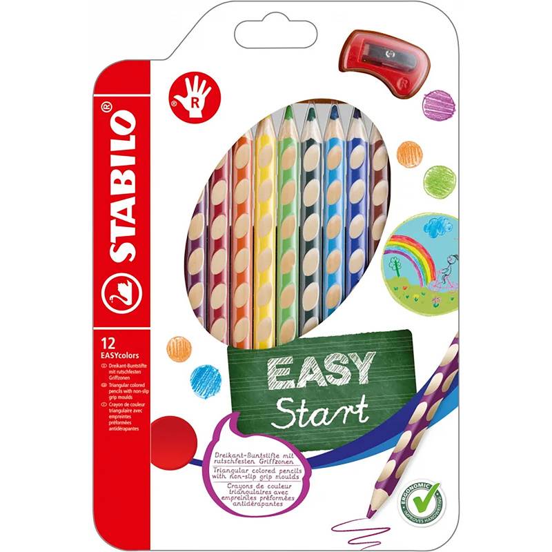 Buntstift STABILO® EASYcolors für Rechtshänder 12er-Pack mit Spitzer von STABILO®