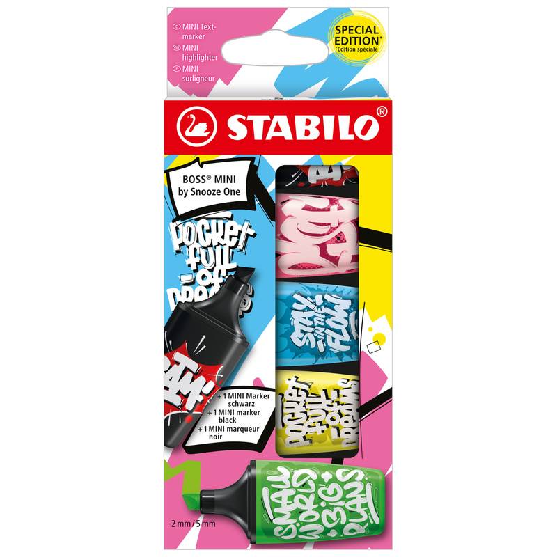 Textmarker STABILO® BOSS MINI by Snooze One 5er-Pack von STABILO®