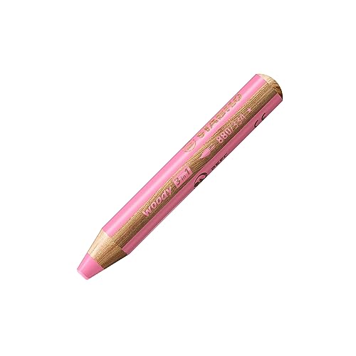 STABILO - Buntstift, Wasserfarbe & Wachsmalkreide - woody 3 in 1 - Einzelstift - pink von STABILO