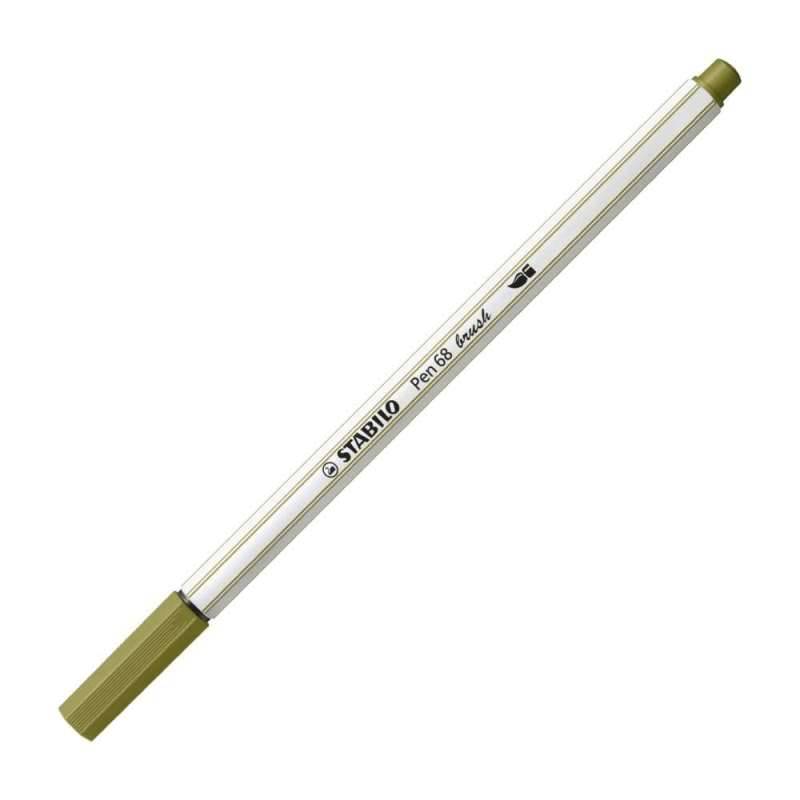 STABILO Premium-Filzstift Pen 68 brush, Sets Einzeln, Farbe schlammgrün von STABILO