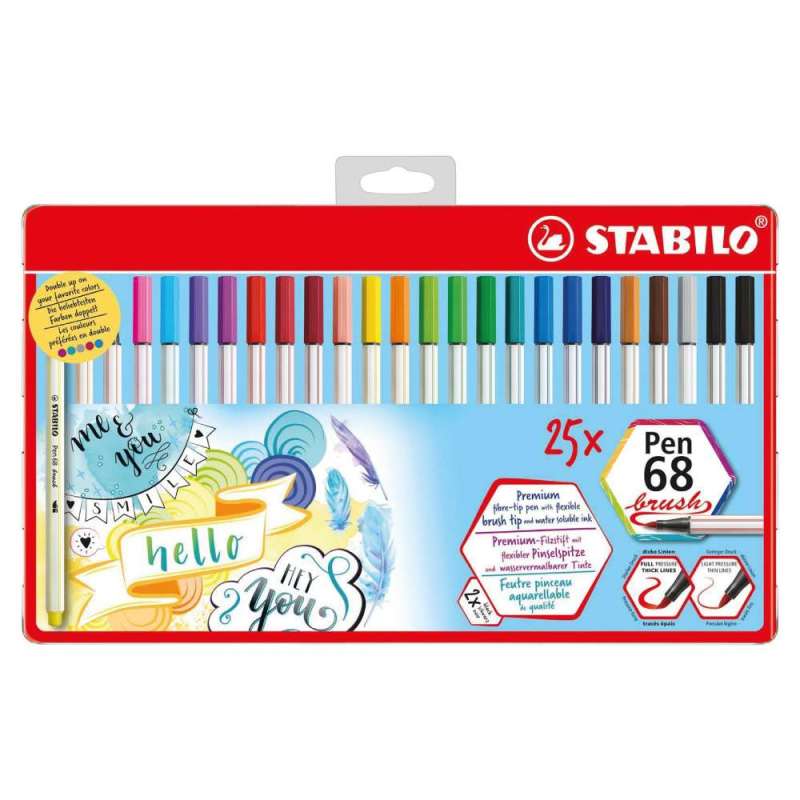 STABILO Premium-Filzstift Pen 68 brush, Sets Sets, STABILO Sets 25er Set Metalletui STABILO Premium-Filzstift Pen 68 brush, Sets Sets, STABILO Sets 25er Set Metalletui von STABILO
