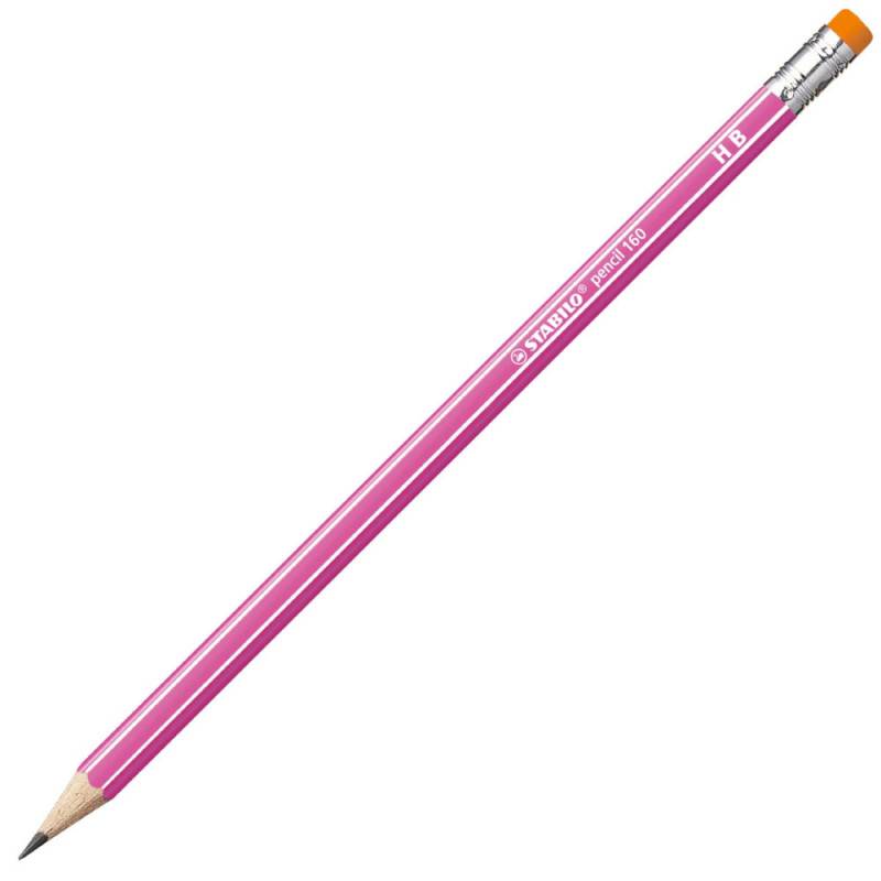 STABILO Schulbleistift pencil 160, Sets Einzeln, Bleistift mit Radierer, Härtegrad HB, Farbe pink von STABILO