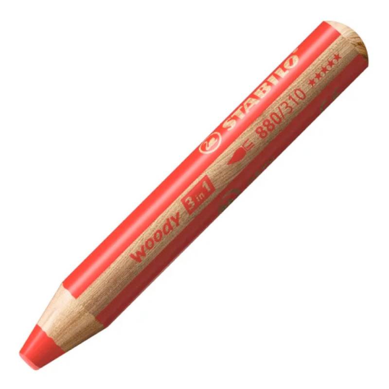 STABILO Wachsmalstifte woody 3 in 1, Sets Einzeln, Farbe STABILO rot von STABILO
