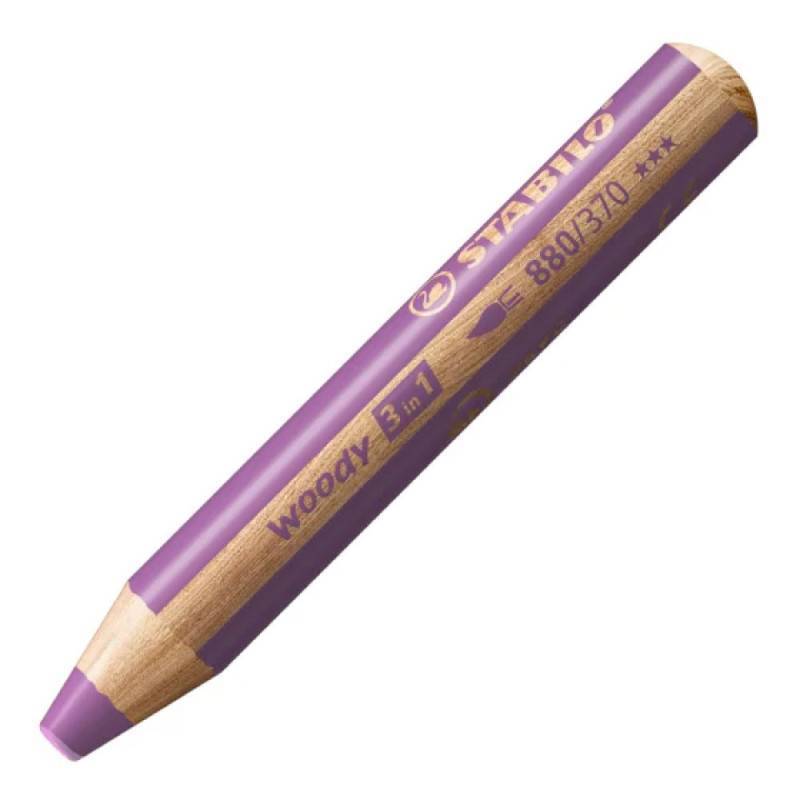 STABILO Wachsmalstifte woody 3 in 1, Sets Einzeln, Farbe erika dunkel von STABILO