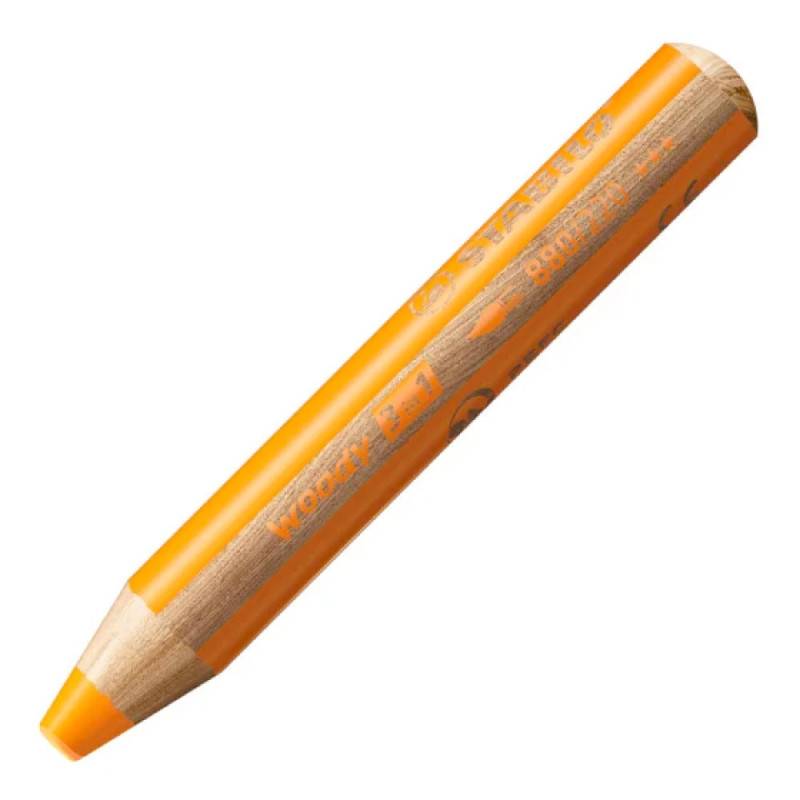 STABILO Wachsmalstifte woody 3 in 1, Sets Einzeln, Farbe orange von STABILO