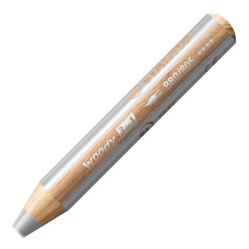 STABILO Wachsmalstifte woody 3 in 1, Sets Einzeln, Farbe silber von STABILO