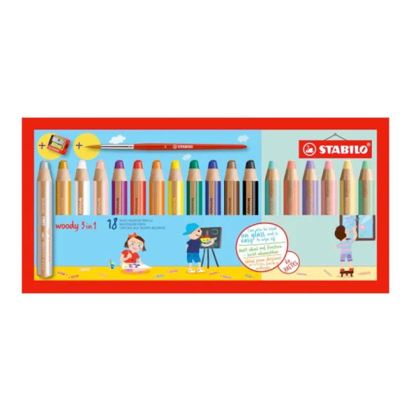 STABILO Wachsmalstifte woody 3 in 1, Sets Sets, STABILO Sets 18er Set inkl. Pastell STABILO Wachsmalstifte woody 3 in 1, Sets Sets, STABILO Sets 18er Set inkl. Pastell von STABILO