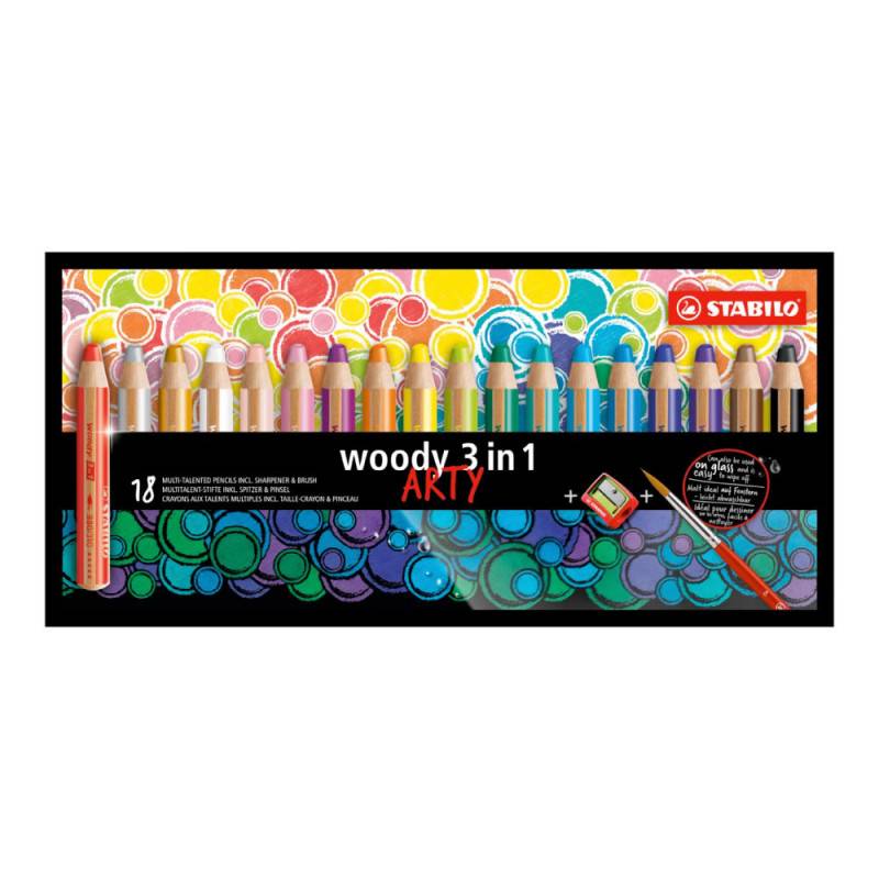 STABILO Wachsmalstifte woody 3 in 1 ARTY, STABILO Sets 18er Set + Spitzer + Pinsel STABILO Wachsmalstifte woody 3 in 1 ARTY, STABILO Sets 18er Set + Spitzer + Pinsel von STABILO